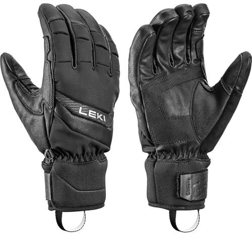 LEKI Griffin Base Zero - Guanti da sci da uomo, impermeabili, caldi, in softshell, neoprene e pelle di capra (nero, 9.0)