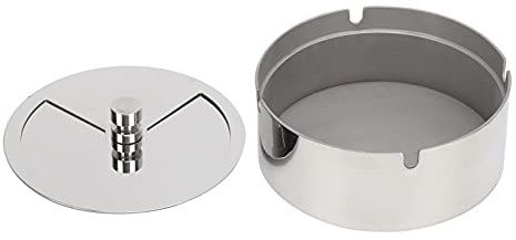 Cenicero de acero con tapa, suelo resistente al viento y a la lluvia, Cenicero resistente para mesa de jardín y Patio, dle para e