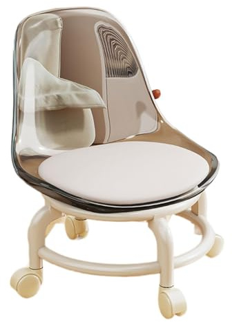 Zambuph Tabouret à roulettes pivotant Universel de 34 cm avec Dossier en Acrylique, Confortable et Moelleux. Idéal pour Salon de Coiffure, Cuisine, Salle Sport Bureau, Gris