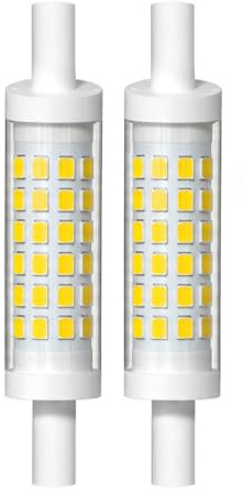 2 st R7S LED-lampa 78 mm dimbar, 5 W motsvarande 40 W halogenlampor 3 000 K varmvit 500 LM vinkel 360° energibesparing, enkel installation utan flimmer för inomhus/utomhusbelysning