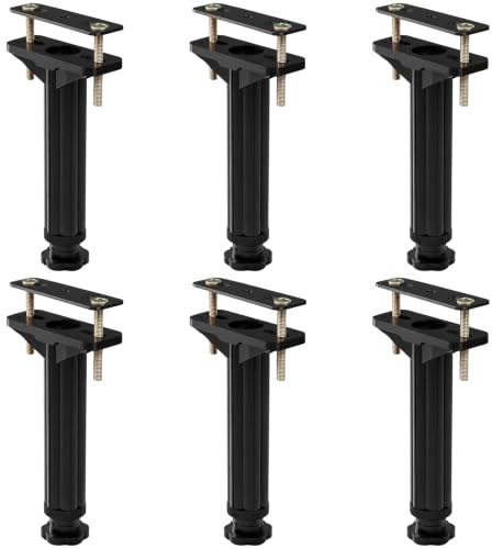 6 PCS Bed Frame Support Legs, Adjustable 7.5-12.6 in Under Bed Support Beam, Bed Center Slat Support Leg for Furniture, Stable Base, Flexible Fit for Uneven Floors, Extra Bed Support