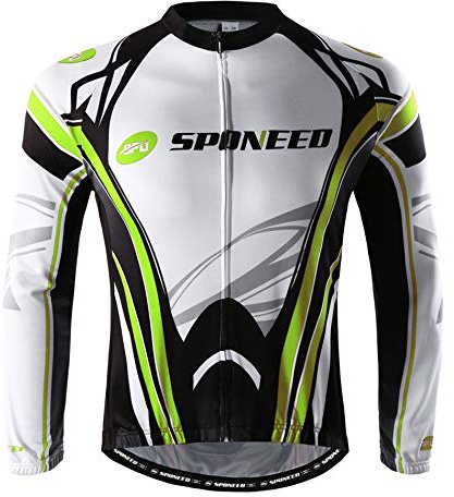 Bicycle Clothes for Men Biking Tops Shirt Long Sleeve Cycle Wear Riding Jersey with Pocket US L Green White