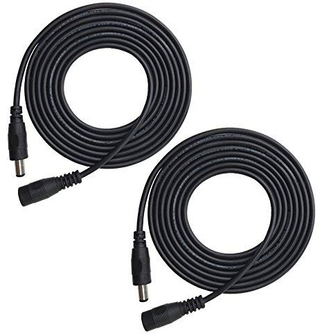 DZYDZR 2 stycken 0–24 V 5 m DC 5,5 x 2,1 mm uttag hane till kvinnlig förlängning anslutningskabel DC förlängningskabel nätkabel för CCTV kamera/LED-remsa (16,4 fot)