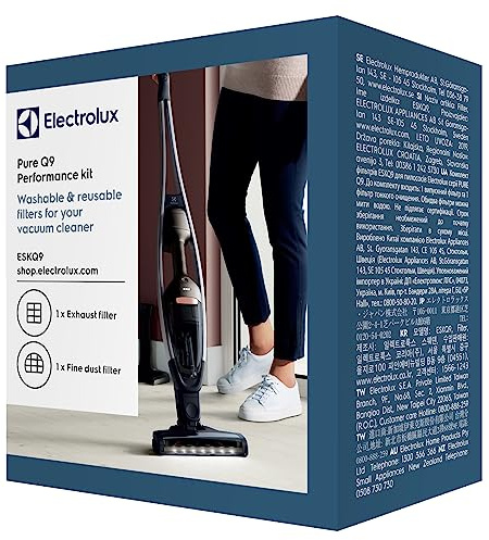 Electrolux Filterset Modell ESKQ9, Inkluderar 1 hygienfilter och 1 förmotorfilter, Optimal filtrering, Ren luft, Förbättrad sugkraft, Tvättbar, Lämplig för Q9, Svart/Blå