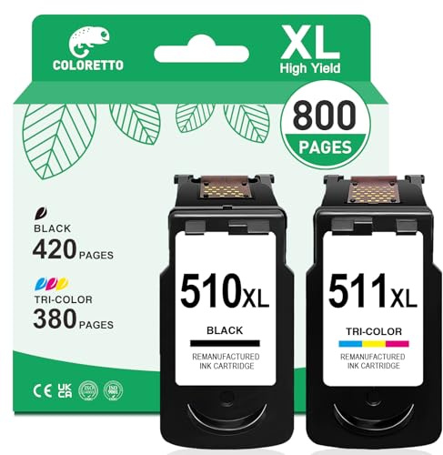 COLORETTO PG-510 CL-511 Cartouche pour Canon 510 et 511 Pixma MP250 MP280
