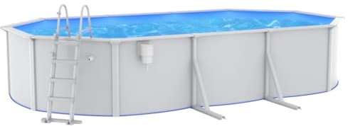 vidaXL Pool mit Sicherheitsleiter Swimmingpool Schwimmbad Schwimmbecken Familienpool Gartenpool Planschbecken Aufstellpool Frame Pool 610x360x120 cm
