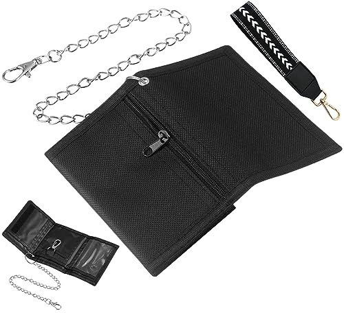 DGUSO Portmonee Jungen Teenager Portemonnaie Kinder Portemonnaie Jugendliche Jungen Geldbeutel Jungen Mit Kette, RFID Portemonnaie Herren Zip Folding Dreifach Hauchdünn Geldbörse Jungs(Black)