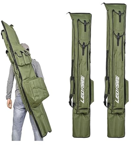 BBTISG Bolsa Portátil para Cañas de Pescar, Bolsa de Almacenamiento de Gran Capacidad para Cañas de Pescar Carretes Señuelos Cebos y Aparejos de Pesca en el Mar (1,95m)