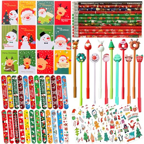 ZDQC 68 Pezzi Set Cancelleria Natale,Set Carta Da Lettere Natalizia,Fornitura Scolastica Set Cancelleria,Set Regali Di Natale
