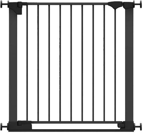 Safetots Barrière de Sécurité à Barre de Seuil Extra Basse, Passage Extra Bas, Barrière en Une Pièce pour Escaliers, Bébés et Tout-Petits, Ouverture Extra Large de 67cm, 82cm - 89cm, Couleur Noir
