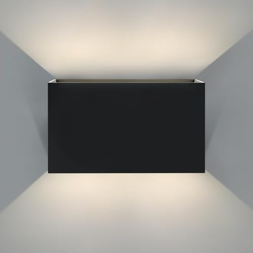 Kerry LED Wandleuchte Aussen Innen IP54 Wasserdicht Aluminium 3000K Warmweiß Außenlampe mit Einstellbar Lichtwinkel, Up& Down Wandlicht Modern Schwarze Außenwandleuchten, Aussenbeleuchtung Wand