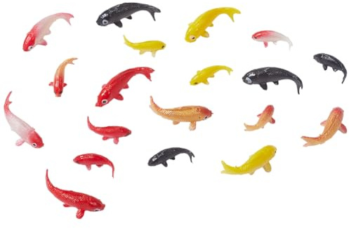 CREATCABIN 20 pieza de Figuras de Peces Koi En Miniatura, Figuras de Peces Dorados, Rojos, Amarillos, Coloridos, Pequeños Animales de Imitación de Plástico, Adornos de la Suerte, Decoración para Tanqu