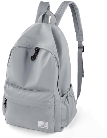 TANTOMI skolryggsäck tonåringar, skolväskor tonåringar, 15,6 tum lätt laptopryggsäck dagryggsäck aesthetic dagryggsäck unisex ryggsäck, GRÅ