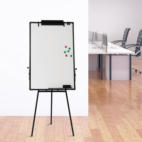 Huspoo blädderblock stativ – whiteboardstativ med 6 magneter och raser whiteboardpenna | 91,4 x 61 cm | magnetisk bärbar | justerbar höjd | vikbara whiteboards för hem, skola, kontor