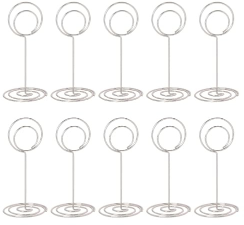 Lot de 10 supports en métal pour numéro de table, marque-place, mémos, notes, photos, étiquettes alimentaires, pour anniversaire de mariage