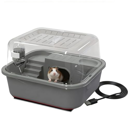 Hamsterbur, transparent tyst löparhjul, USB uppvärmd hamsterbur, smådjurs livsmiljö för ekorre Gerbil lugnande lek träning balkong klassrum lägenhet vardagsrum