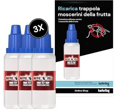 Novokill Líquido Atrayente para Moscas de la Fruta – 3X 30ml Recambio para Trampas – Atrayente Eficaz para Cocina – Larga Duración – Refill para Trampas Reutilizables