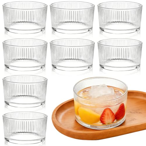 Wapasezyar Transparenta dessertglas 200 ml, 8 stycken, små dessertskålar av glas, glassbägare för dessert, för tiramisu, glass, panna cotta, pudding, sylt och söta rätter, yoghurt-müsli