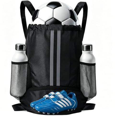 RJVZVEJH Drawstring Gym Bag, Waterproof Sports Backpack with Shoe Compartment & Wet Proof Pocket for Men Women, Water-Resistant String Beach Cinch for Football Basketball Swimming