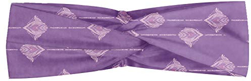 ABAKUHAUS Oriental antique Bandeau, Traditionnelle orientale Vivid Paisley Motif inspiré, Serre-tête Féminin Élastique et Doux pour Sport et pour Usage Quotidien, Lilas mauve