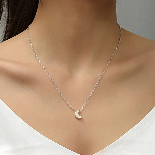 TseenYi Luna Ciondolo Collana Piccola Luna Girocollo Collana Piccola Mezzaluna Catena Boho Collana Gioielli Per Donne E Ragazze Regali (argento)