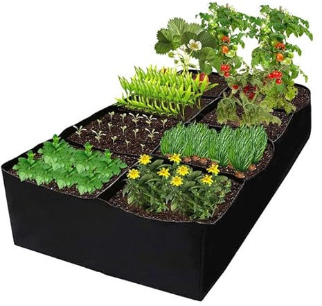 mumisuto Grand Sac De Culture 180X 90X30Cm Sacs De Plantation Sac De Culture De Plantes à 8 Compartiments Rectangulaire Sacs De Culture Respirants en Tissu Non Tissé, pour LéGumes, Fleurs et Fruits