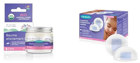 Lansinoh BIO Brustwarzensalbe, 60 ml & Stilleinlagen Blue Lock, 100 Stück - saugfähiger Kern, komfortabel & auslaufsicher