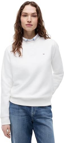 Tommy Jeans Pull Femme Crew Neck Col Ras-du-Cou, Blanc (White), XL