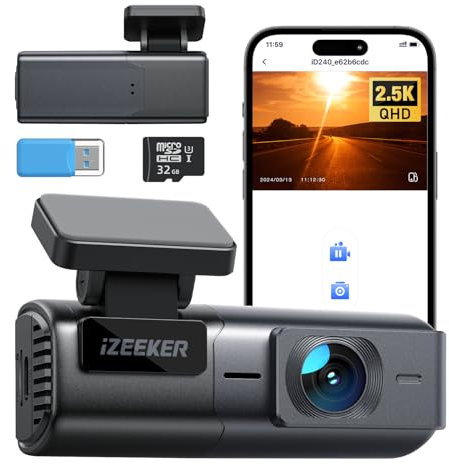iZEEKER 1440P Dash Cam WiFi, 2.5K QHD Dashcam with Free 32GB Card, Mini Dash Camera with WDR, G-Sensor Emergency Recording, Loop Recording, 24H Parking Mode Supports, Voice Prompt