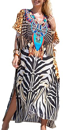Tyidalin Caftano Donna Mare Vestito da Spiaggia Taglie Forti Kaftan Copricostumi Maxi Lungo