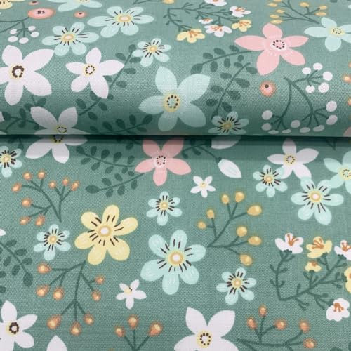 EDGEAM Baumwollstoff Meterware 160 cm breit - Stoffe zum Nähen (50cm, 100cm, 200cm) - Handwerken Nähen Stoff - Dekostoff - Nähmaterial (Grün 07#, 100x160cm)