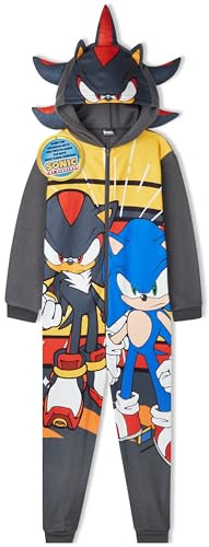 Get Trend Sonic The Hedgehog Combinaison Pyjama Garçon Hiver, Grenouillère Polaire Chaude avec ou sans Capuche, Cadeau Gamer (9-10 Ans, Multi Shadow)