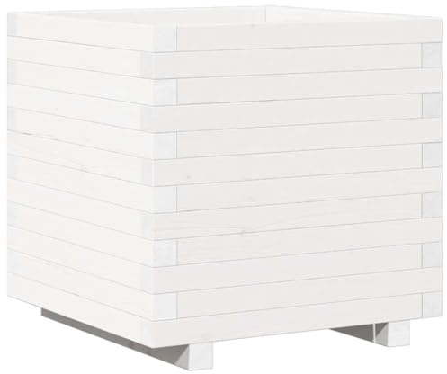 vidaXL Fioriera da Giardino Bianca 50x50x49,5cm Legno Massello di Pino, fioriera, fioriera da Patio, fioriera per Erbe, fioriera da Esterno, fioriera
