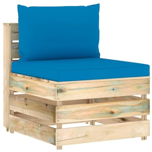 LAPOOH Modulär mellansoffa med kudde, loungesoffa utomhus, trädgård loungemöbler, trädgårdssoffa, trädgårdssoffa, balkongset, möbler, grönimpregnerat trä