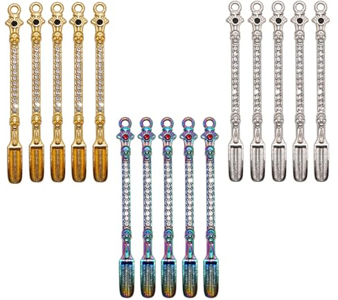 15Pcs Mini Shovel Spoons for Necklace Charms, Keychain Accessories, Measuring Tiny Spoon, Coffee, Sugar and Spices Spoon