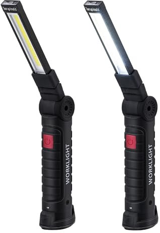 Wigearss 2 Stück LED Arbeitsleuchte Werkstattlampe, Taschenlampe Werkstatt Handlampe COB Inspektionsleuchten mit Magnet uend Haken