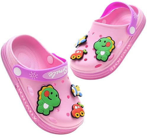 ZYLDK Ragazzi Ragazze Zoccoli Sabot Scarpe estive da Spiaggia con Cinturino alla Caviglia Scarpe da Giardino da Bagno per Bambini Pantofole Unisex Sandali Zoccoli da Bambina Rosa EU 20/21