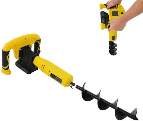 XNZJHPP Tarière électrique sans Fil pour clôture, tarière électrique avec Fonction Marche arrière, Foret hélicoïdal Extensible de 30 x 8 cm, Outils de tarière