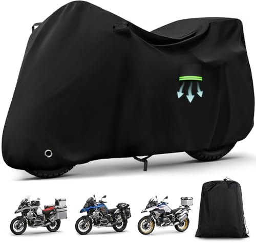 Motorcycle Cover Waterproof for BMW R1300GS/R1250GS/F900GS/Adventure with Trunk Model, Heavy Duty Outdoor Sun Rain UV Dust All Weather Protection Motorbike Cover with Soft Cotton Lining & Lock Hole