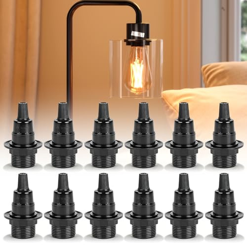 WIYETY 12 portalampada E14 nero: 250 V 2 A, portalampada in bachelite, base per lampada da tavolo e lampada da terra, illuminazione fai da te