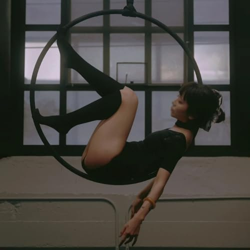 Cerceau aérien, équipement aérien professionnel de cirque, anneau de yoga noir pour la pratique à la maison et le fitness aérien (85 cm)