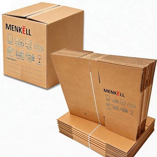 MENKËLL - Scatoloni per Trasloco 40x40x40cm - Quadrati - 15 Pezzi - in Cartone Doppia Onda per Proteggere Oggetti Fragili - Scatole Spedizioni, Imballaggi, Trasporti - Supportano Fino a 20kg
