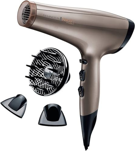 Remington Asciugacapelli 2200W - Griglia in Ceramica infusa di Cheratina e Olio di Mandorle per morbidezza - 3 livelli di riscaldamento, 2 livelli di ventola+raffreddamento, Ion Keratin AC8002