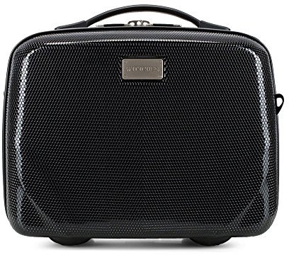 WITTCHEN PC Ultra Light Kosmetiktasche Kosmetikkoffer Kulturbeutel Beauty Case aus Polycarbonat Handgriff Schultergurt Elastische Band Größe XS Schwarz
