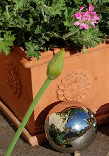 Ragnarök-Möbeldesign 1x Rosenkugel Ø 9 cm Dekokugel Edelstahl rostfrei Hochglanz poliert Gartenkugel Schwimmkugel Silberkugel Teichkugel