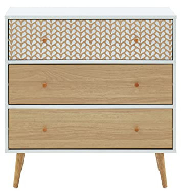 BAÏTA - Commode Capucine Blanc et Effet chêne 78cm