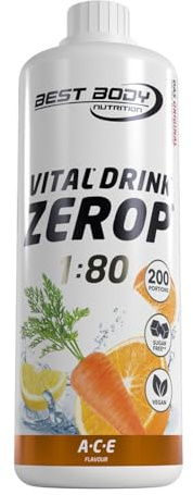 Best Body Nutrition ZEROP Vital Zuckerfreies Getränkekonzentrat Sirup A-C-E Ohne Aspartam 1 L ergibt 80 L Getränk Fitness Drink mit Vitaminen B1 B6 Niacin Kalorienarm Wassersprudler