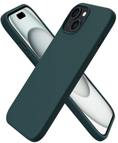 ORNARTO Compatible with iPhone 15 Case 6.1, Slim Liquid Silicone 3 Layers Full Covered Soft Gel Rubber 15 iPhone Case Cover 6.1 inch-Olive Green