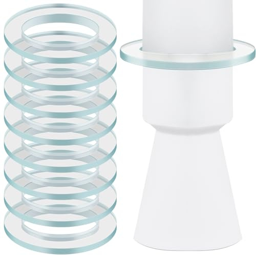 Zonon Set von 10 Tropfenfänger für Kerzen Taufkerze Tropfschutz Transparente Kerzen Manschetten Runde Glas Tropfenfänger für Stabkerzen Kommunionkerze Kerzenständer, Klar (4 cm)