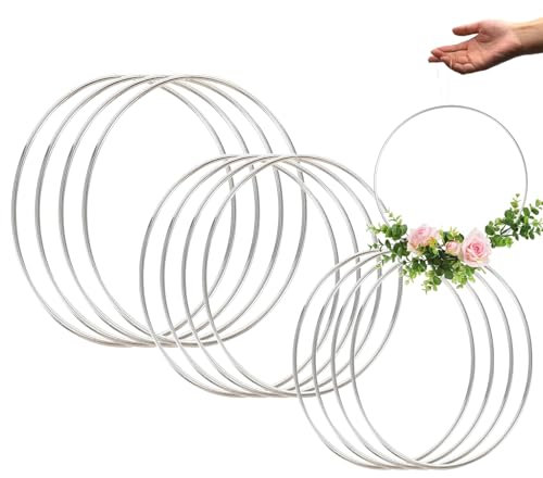 Cerchio acchiappasogni,Anelli in metallo per corona,12 pezzi (20/25/30 cm) Anello acchiappasogni,Cerchi floreali in metallo per cerchio floreale fai da te,Corona di nozze,Ghirlanda di Natale